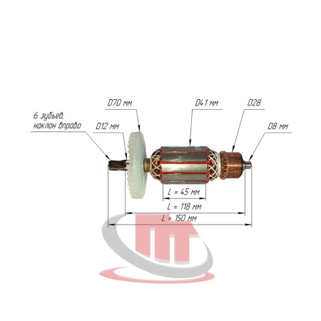 Ротор-электродвигателя-перфоратора-Edon-RH-36-1550V